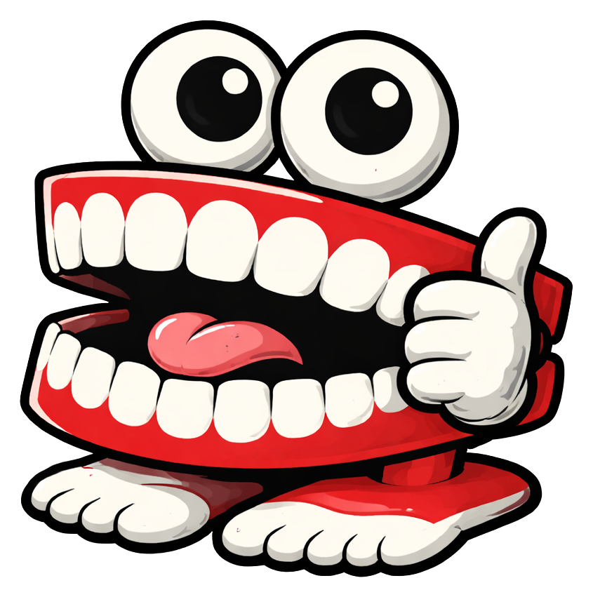 Wind-up chattering teeth logo